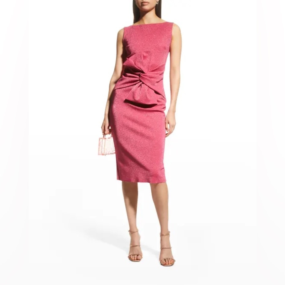 Chiara Boni Pink Glitter Twisted-Waist Midi Dress